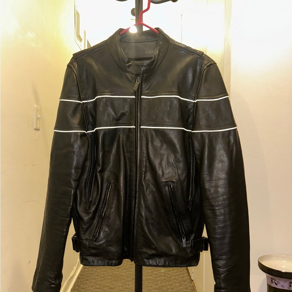 Black and White Lightweight Jacket with Reflective Stripes